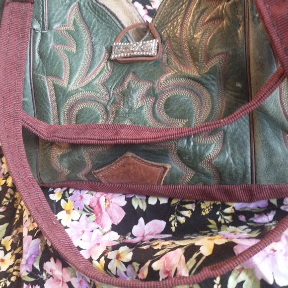 UNIQUE GREEN JUSTIN COM BLAST COWBOY BOOT HANDBAG - Picture 11 of 16